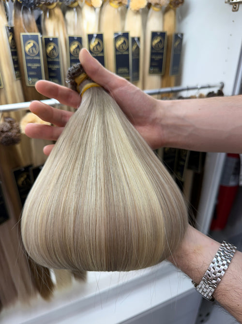 Ash Blonde Highlights #TLQ straight k-tip hair extensions — Luvia Versa