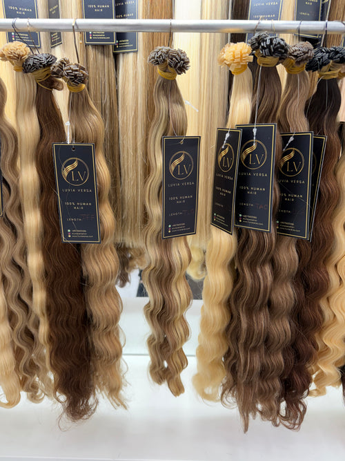 Ash Blonde Highlights #TLQ body wave k-tip hair extensions — Luvia Versa