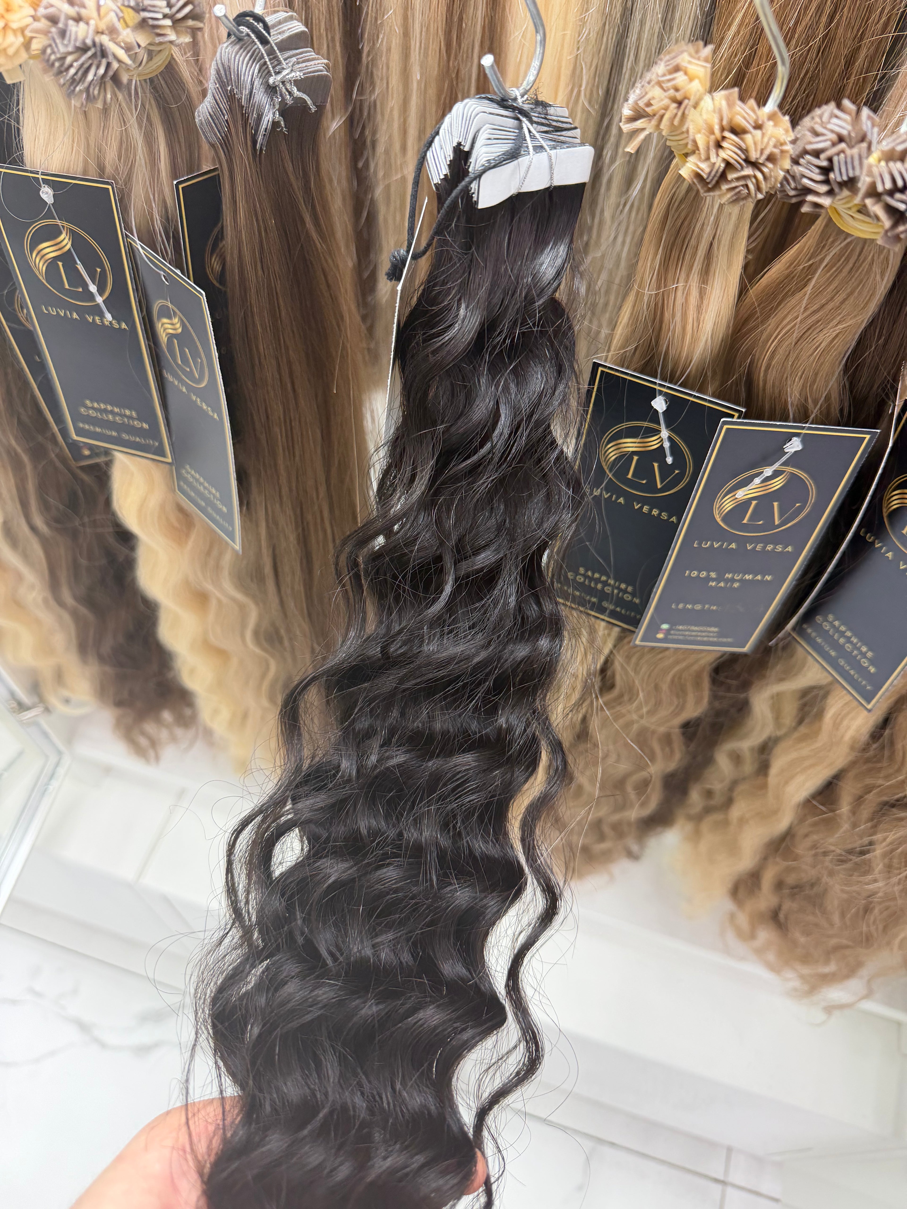 Natural Black #1B, Tape-In Wavy Hair 💎