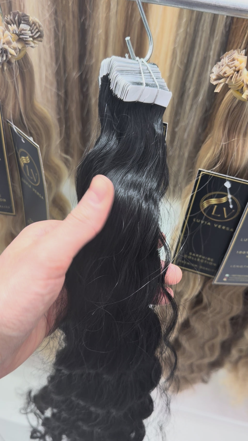 Jet Black #1, Tape-In Wavy Hair 💎